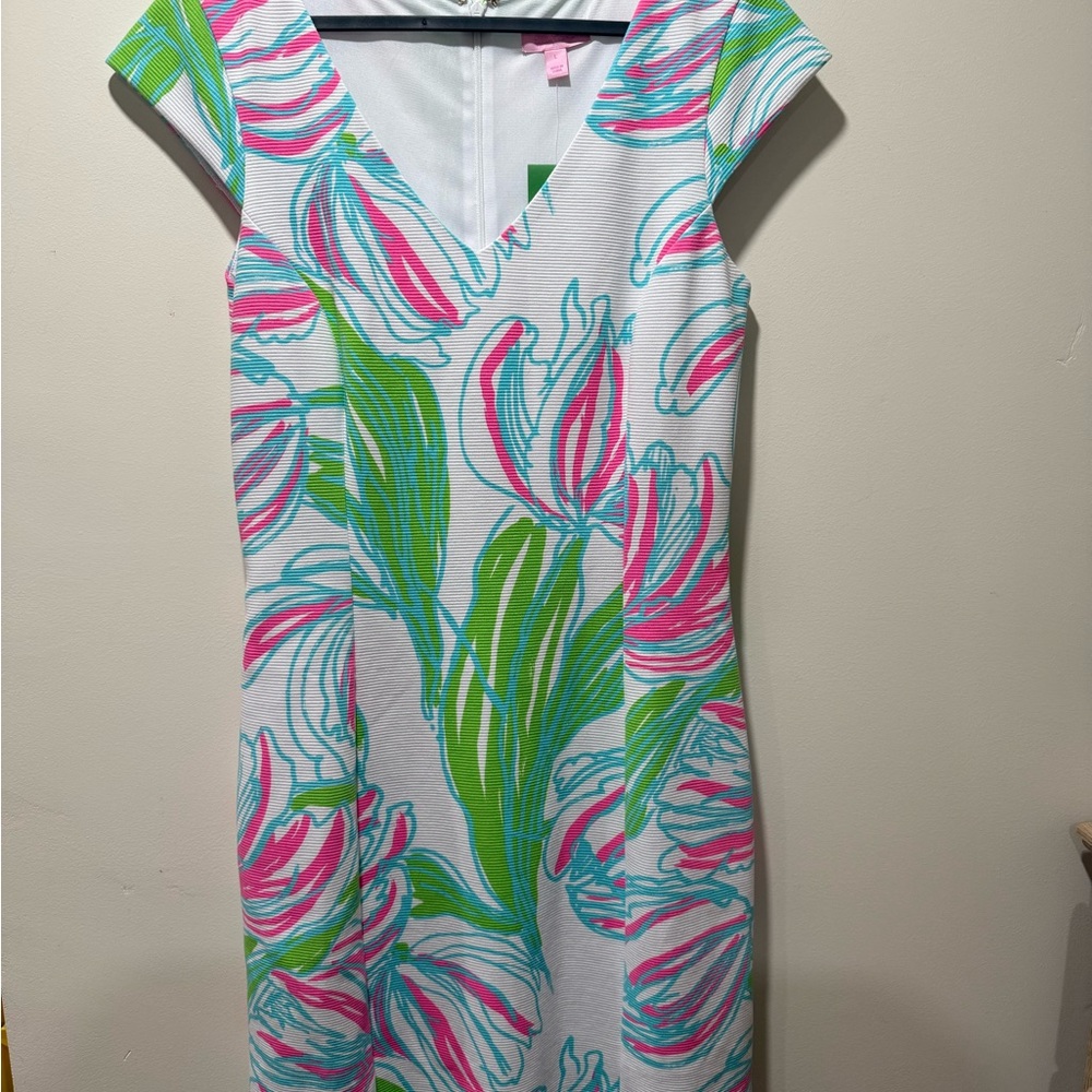 Lilly Pulitzer Pink and Green Floral Midi Dress